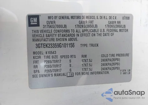 2009 GMC Sierra 1500 Sle z USA, uszkodzony, nr VIN 3GTEK23359G101156
